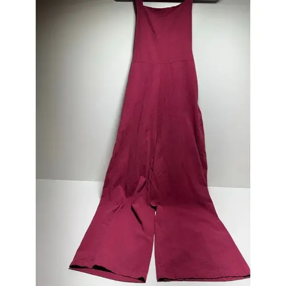 Women’s Jumpsuit Romper Sz XL Wide Leg Baggy Lagenlook Boho Wine Color Beach - Picture 6 of 10
